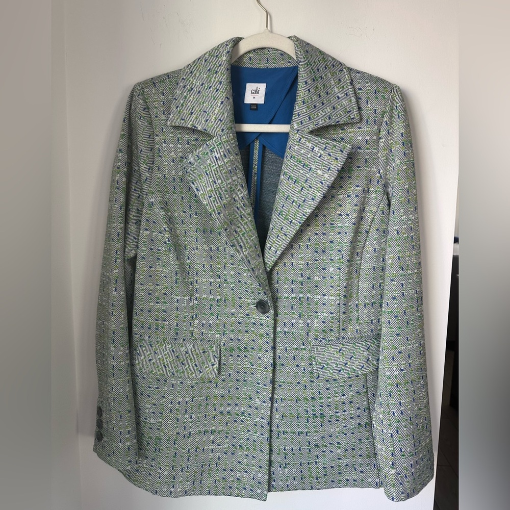 CAbi Vibrant Blue and Green Women’s Jacket medium